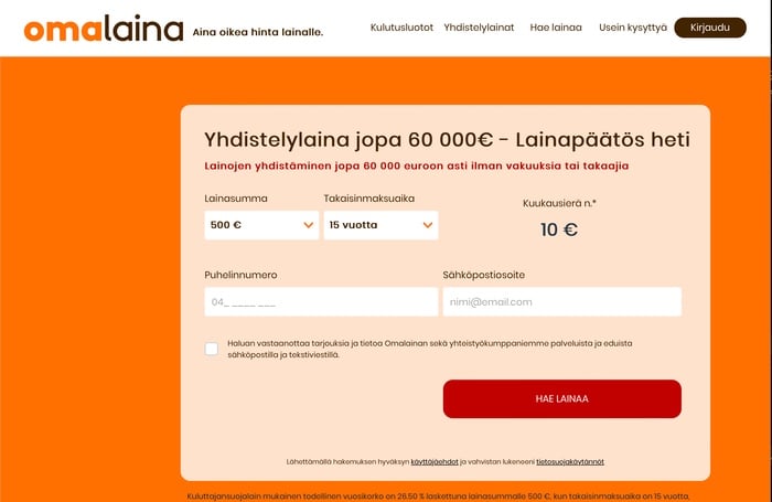 Yhdistä luotot Omalainan avulla